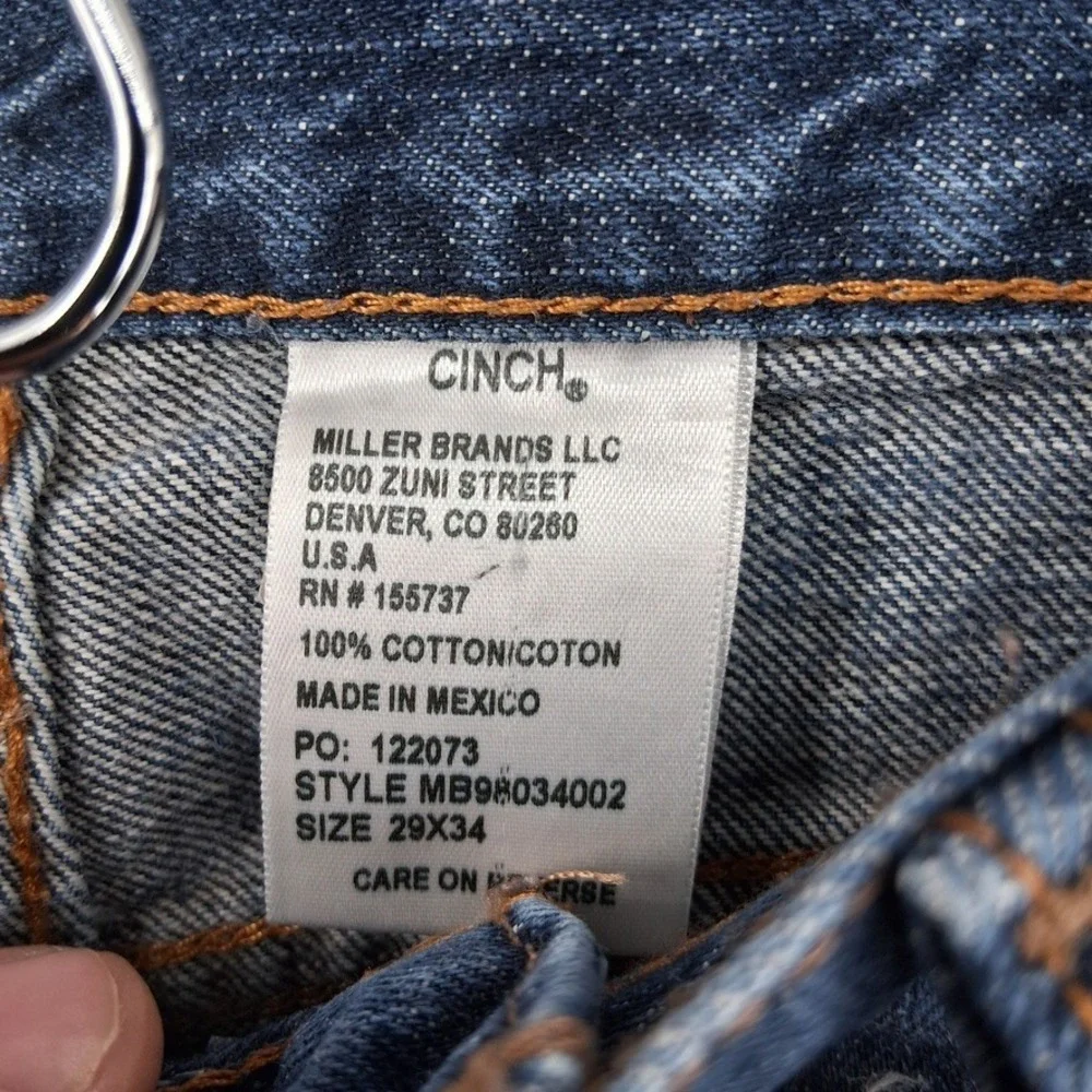 Cinch MB98034002 Jeans Mens 29x34 Medium Blue Five Pocket Solid